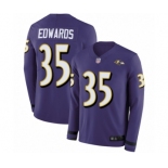 Youth Baltimore Ravens #35 Gus Edwards Limited Purple Therma Long Sleeve Football Jersey