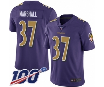 Youth Baltimore Ravens #37 Iman Marshall Limited Purple Rush Vapor Untouchable 100th Season Football Jersey