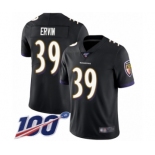 Youth Baltimore Ravens #39 Tyler Ervin Black Alternate Vapor Untouchable Limited Player 100th Season Football Jersey