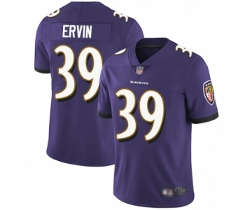 Youth Baltimore Ravens #39 Tyler Ervin Purple Team Color Vapor Untouchable Limited Player Football Jersey