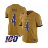 Youth Baltimore Ravens #4 Sam Koch Limited Gold Inverted Legend 100th Season Football Jersey