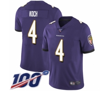 Youth Baltimore Ravens #4 Sam Koch Purple Team Color Vapor Untouchable Limited Player 100th Season Football Jersey