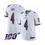 Youth Baltimore Ravens #4 Sam Koch White Vapor Untouchable Limited Player 100th Season Football Jersey