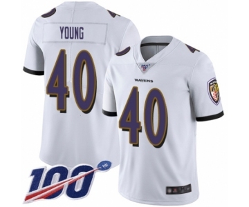 Youth Baltimore Ravens #40 Kenny Young White Vapor Untouchable Limited Player 100th Season Football Jersey