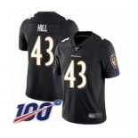 Youth Baltimore Ravens #43 Justice Hill Black Alternate Vapor Untouchable Limited Player 100th Season Football Jersey