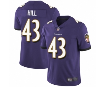 Youth Baltimore Ravens #43 Justice Hill Purple Team Color Vapor Untouchable Limited Player Football Jersey