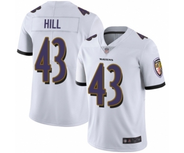 Youth Baltimore Ravens #43 Justice Hill White Vapor Untouchable Limited Player Football Jersey