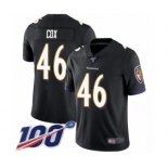 Youth Baltimore Ravens #46 Morgan Cox Black Alternate Vapor Untouchable Limited Player 100th Season Football Jersey