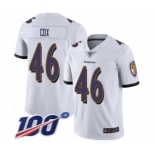 Youth Baltimore Ravens #46 Morgan Cox White Vapor Untouchable Limited Player 100th Season Football Jersey