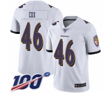 Youth Baltimore Ravens #46 Morgan Cox White Vapor Untouchable Limited Player 100th Season Football Jersey