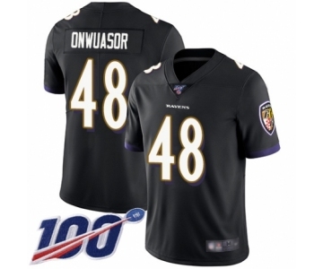 Youth Baltimore Ravens #48 Patrick Onwuasor Black Alternate Vapor Untouchable Limited Player 100th Season Football Jersey