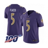 Youth Baltimore Ravens #5 Joe Flacco Limited Purple Rush Vapor Untouchable 100th Season Football Jersey