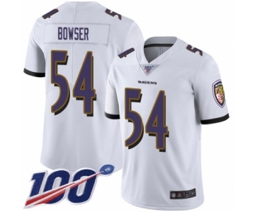 Youth Baltimore Ravens #54 Tyus Bowser White Vapor Untouchable Limited Player 100th Season Football Jersey