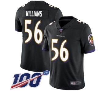 Youth Baltimore Ravens #56 Tim Williams Black Alternate Vapor Untouchable Limited Player 100th Season Football Jersey