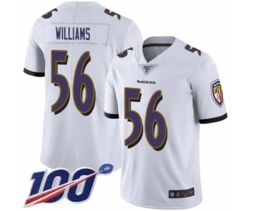 Youth Baltimore Ravens #56 Tim Williams White Vapor Untouchable Limited Player 100th Season Football Jersey