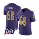 Youth Baltimore Ravens #68 Matt Skura Limited Purple Rush Vapor Untouchable 100th Season Football Jersey