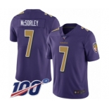 Youth Baltimore Ravens #7 Trace McSorley Limited Purple Rush Vapor Untouchable 100th Season Football Jersey