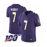 Youth Baltimore Ravens #7 Trace McSorley Purple Team Color Vapor Untouchable Limited Player 100th Season Football Jersey