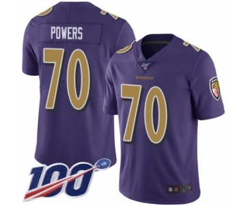 Youth Baltimore Ravens #70 Ben Powers Limited Purple Rush Vapor Untouchable 100th Season Football Jersey