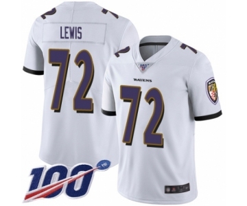 Youth Baltimore Ravens #72 Alex Lewis White Vapor Untouchable Limited Player 100th Season Football Jersey