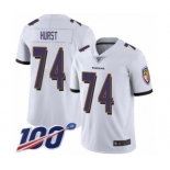 Youth Baltimore Ravens #74 James Hurst White Vapor Untouchable Limited Player 100th Season Football Jersey