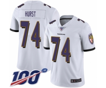 Youth Baltimore Ravens #74 James Hurst White Vapor Untouchable Limited Player 100th Season Football Jersey