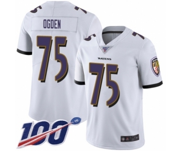 Youth Baltimore Ravens #75 Jonathan Ogden White Vapor Untouchable Limited Player 100th Season Football Jersey