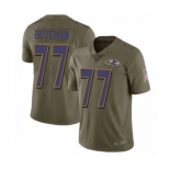 Youth Baltimore Ravens #77 Bradley Bozeman Limited Olive 2017 Salute to Service Football Jersey