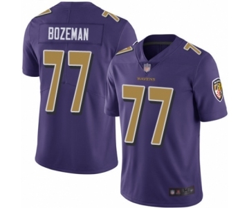 Youth Baltimore Ravens #77 Bradley Bozeman Limited Purple Rush Vapor Untouchable Football Jersey