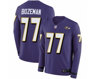 Youth Baltimore Ravens #77 Bradley Bozeman Limited Purple Therma Long Sleeve Football Jersey