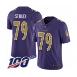 Youth Baltimore Ravens #79 Ronnie Stanley Limited Purple Rush Vapor Untouchable 100th Season Football Jersey