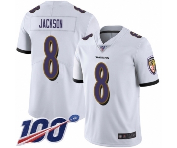 Youth Baltimore Ravens #8 Lamar Jackson White Vapor Untouchable Limited Player 100th Season Football Jersey