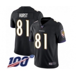 Youth Baltimore Ravens #81 Hayden Hurst Black Alternate Vapor Untouchable Limited Player 100th Season Football Jersey