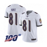 Youth Baltimore Ravens #81 Hayden Hurst White Vapor Untouchable Limited Player 100th Season Football Jersey