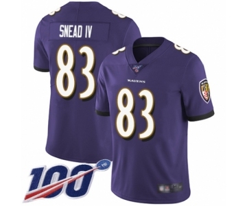 Youth Baltimore Ravens #83 Willie Snead IV Purple Team Color Vapor Untouchable Limited Player 100th Season Football Jersey