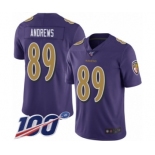 Youth Baltimore Ravens #89 Mark Andrews Limited Purple Rush Vapor Untouchable 100th Season Football Jersey