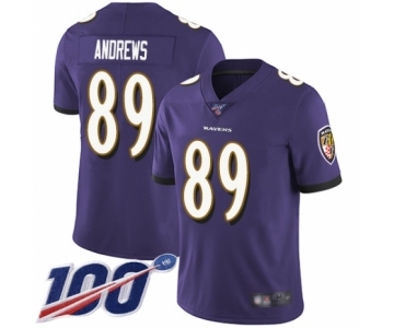 Youth Baltimore Ravens #89 Mark Andrews Purple Team Color Vapor Untouchable Limited Player 100th Season Football Jersey