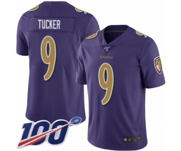 Youth Baltimore Ravens #9 Justin Tucker Limited Purple Rush Vapor Untouchable 100th Season Football Jersey