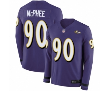 Youth Baltimore Ravens #90 Pernell McPhee Limited Purple Therma Long Sleeve Football Jersey