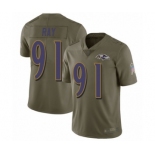 Youth Baltimore Ravens #91 Shane Ray Limited Olive 2017 Salute to Service Football Jersey