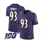 Youth Baltimore Ravens #93 Chris Wormley Purple Team Color Vapor Untouchable Limited Player 100th Season Football Jersey