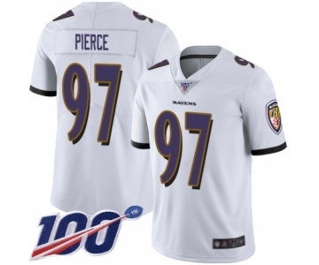 Youth Baltimore Ravens #97 Michael Pierce White Vapor Untouchable Limited Player 100th Season Football Jersey