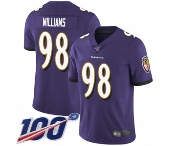 Youth Baltimore Ravens #98 Brandon Williams Purple Team Color Vapor Untouchable Limited Player 100th Season Football Jersey