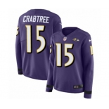 Youth Nike Baltimore Ravens #15 Michael Crabtree Limited Purple Therma Long Sleeve NFL Jersey