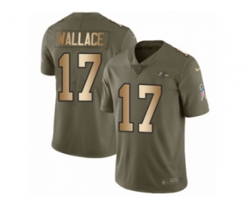 Youth Nike Baltimore Ravens #17 Mike Wallace Limited Olive Gold Salute to Service NFL Jersey