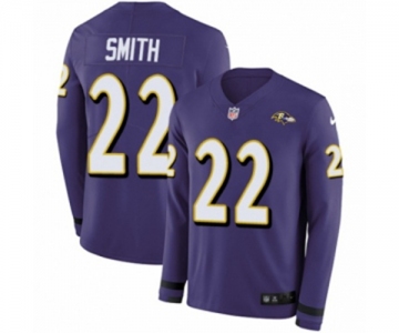 Youth Nike Baltimore Ravens #22 Jimmy Smith Limited Purple Therma Long Sleeve NFL Jersey