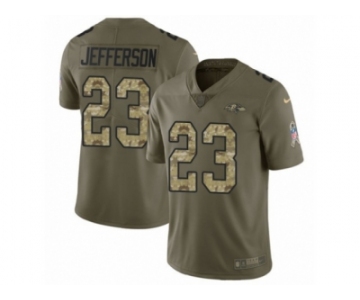 Youth Nike Baltimore Ravens #23 Tony Jefferson Limited Olive Camo Salute to Service NFL Jersey