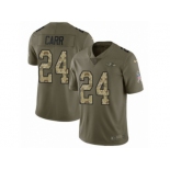 Youth Nike Baltimore Ravens #24 Brandon Carr Limited Olive Camo Salute to Service NFL Jersey