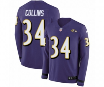 Youth Nike Baltimore Ravens #34 Alex Collins Limited Purple Therma Long Sleeve NFL Jersey