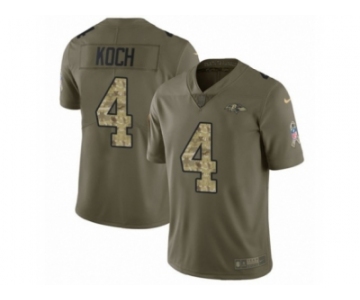 Youth Nike Baltimore Ravens #4 Sam Koch Limited Olive Camo Salute to Service NFL Jersey